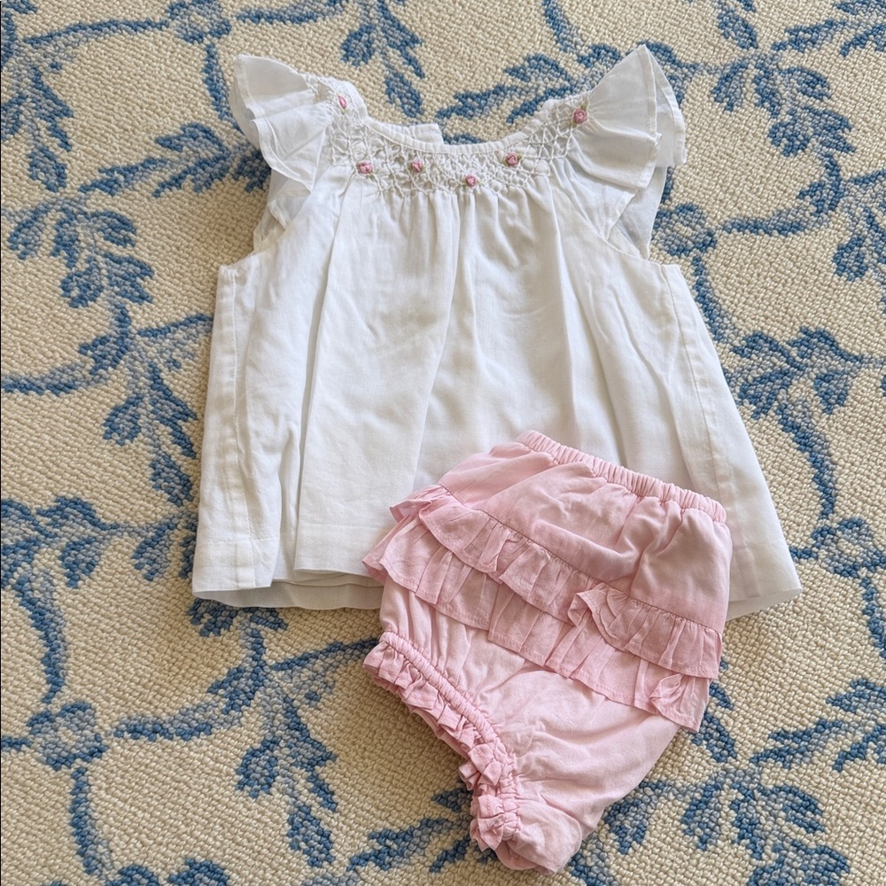Ralph Lauren White and Pink Ruffle Set
